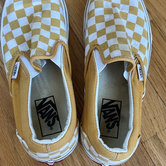 Unisex yellow checkered classic Vans, men sz 5.5 women sz 7 - Picture 4 of 6